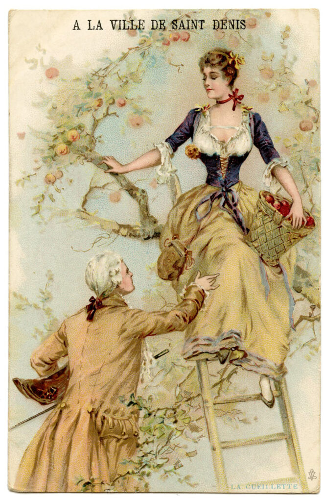 French Couple Apple Picking Image