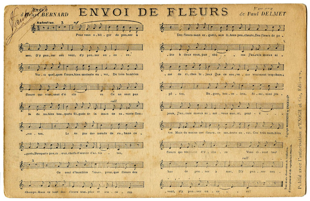 Envoi de Fleurs vintage sheet music illustration