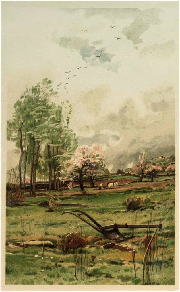 landscape farm vintage image