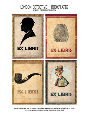Detective themed bookplates