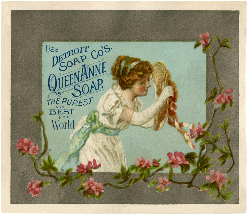 Victorian lady hat soap label image