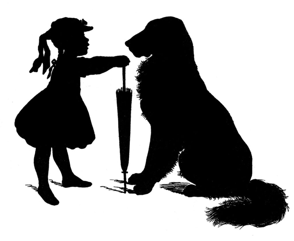 Silhouette Girl with Dog Image