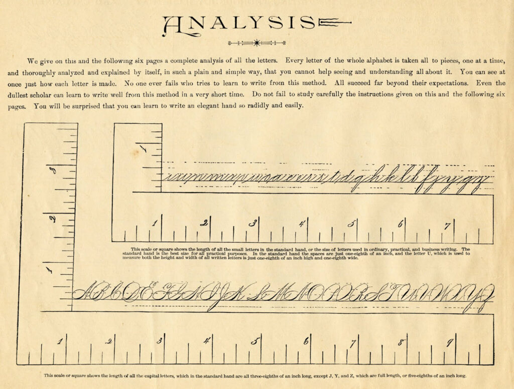 Spencerian script spacing analysis image