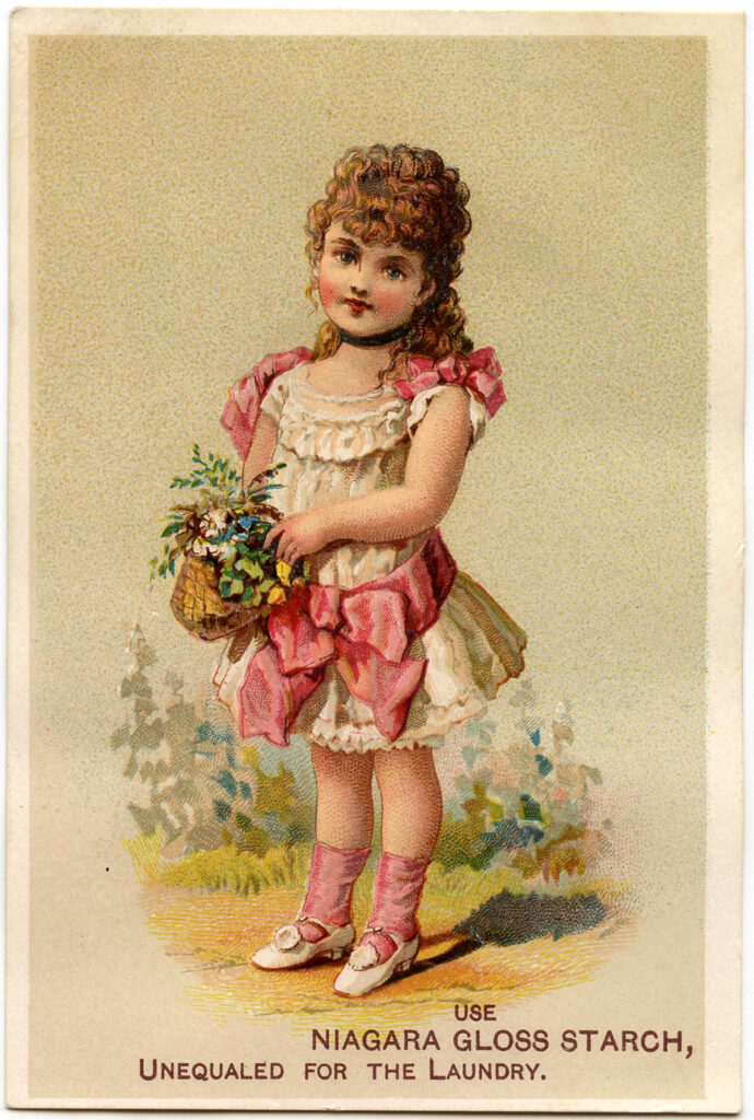 girl basket flowers image