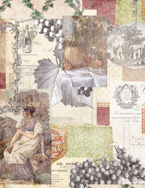 Wine themed collage paper