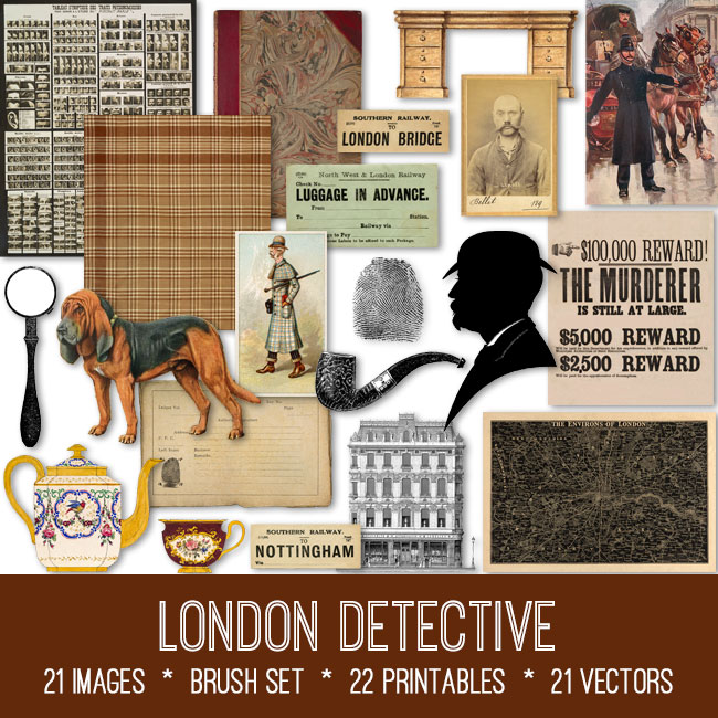 London detective ephemera vintage images