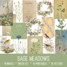 vintage sage meadows ephemera bundle