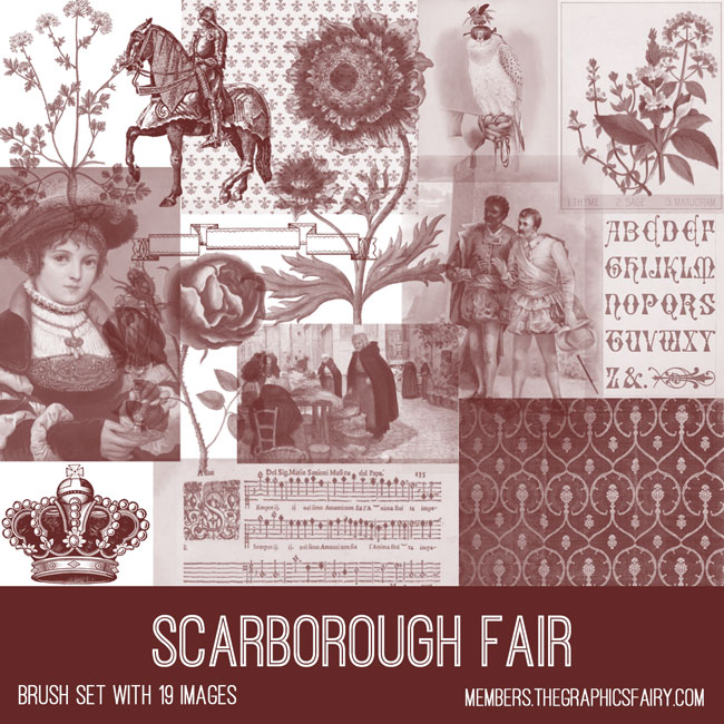 Scarborough fair ephemera brush set