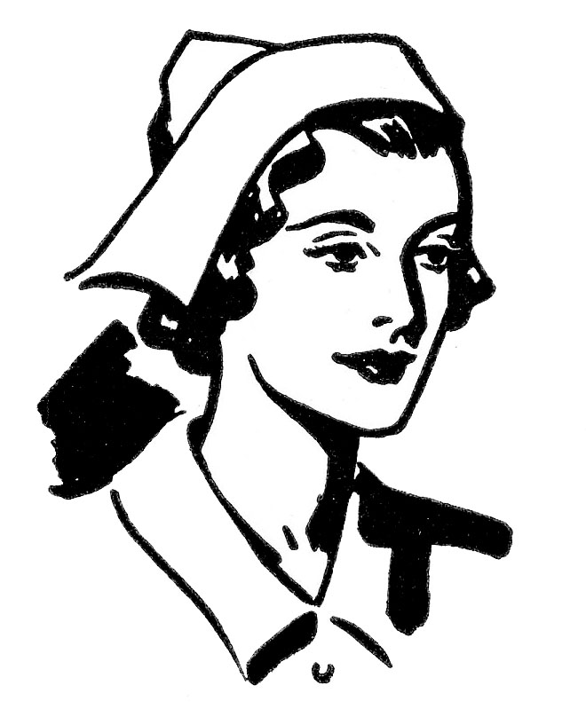 clipart black and white nurse