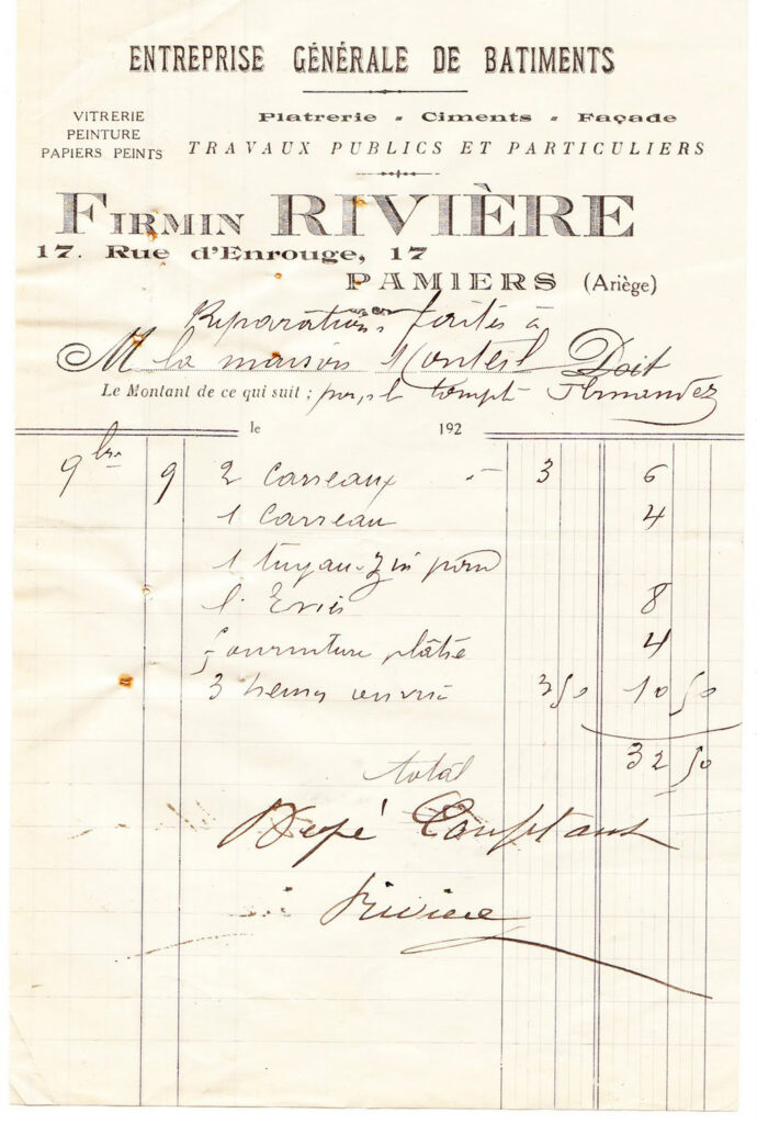 vintage French Riviere invoice illustration