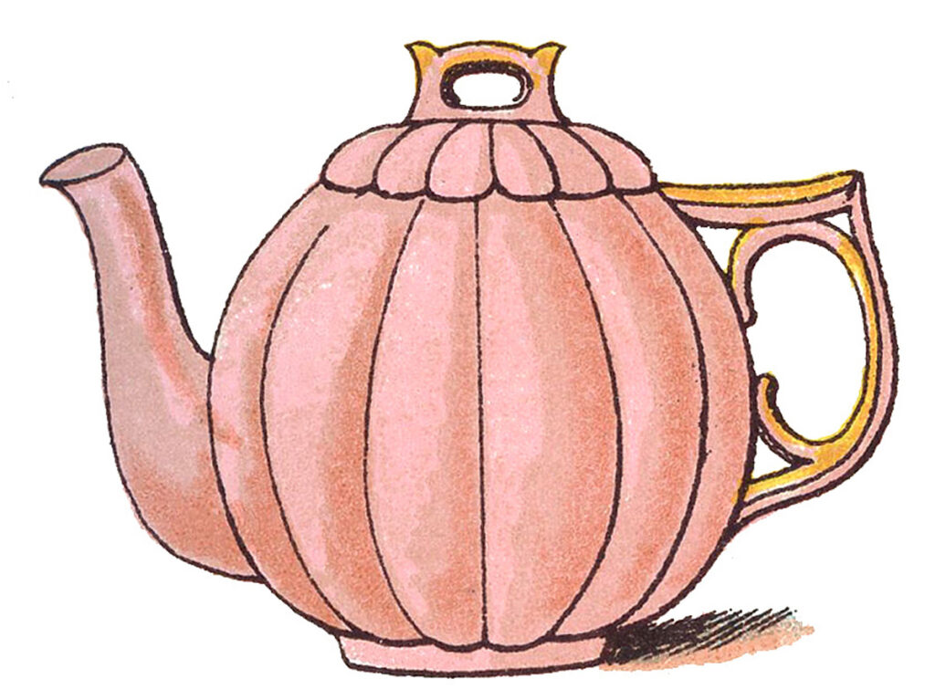 vintage pink teapot illustration