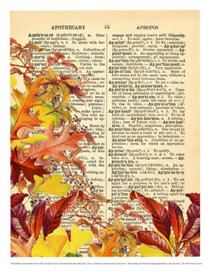 Dictionary page with leaves