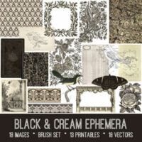vintage black & cream ephemera bundle