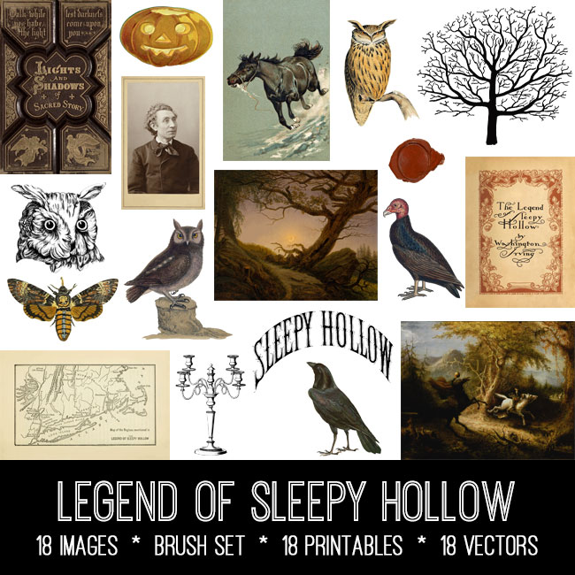 legend of Sleepy Hollow ephemera vintage images