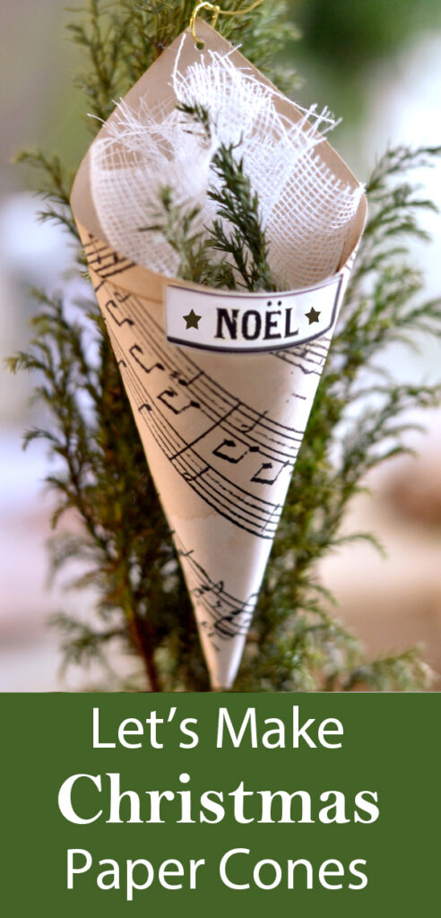 Christmas Paper cones Pinterest graphic