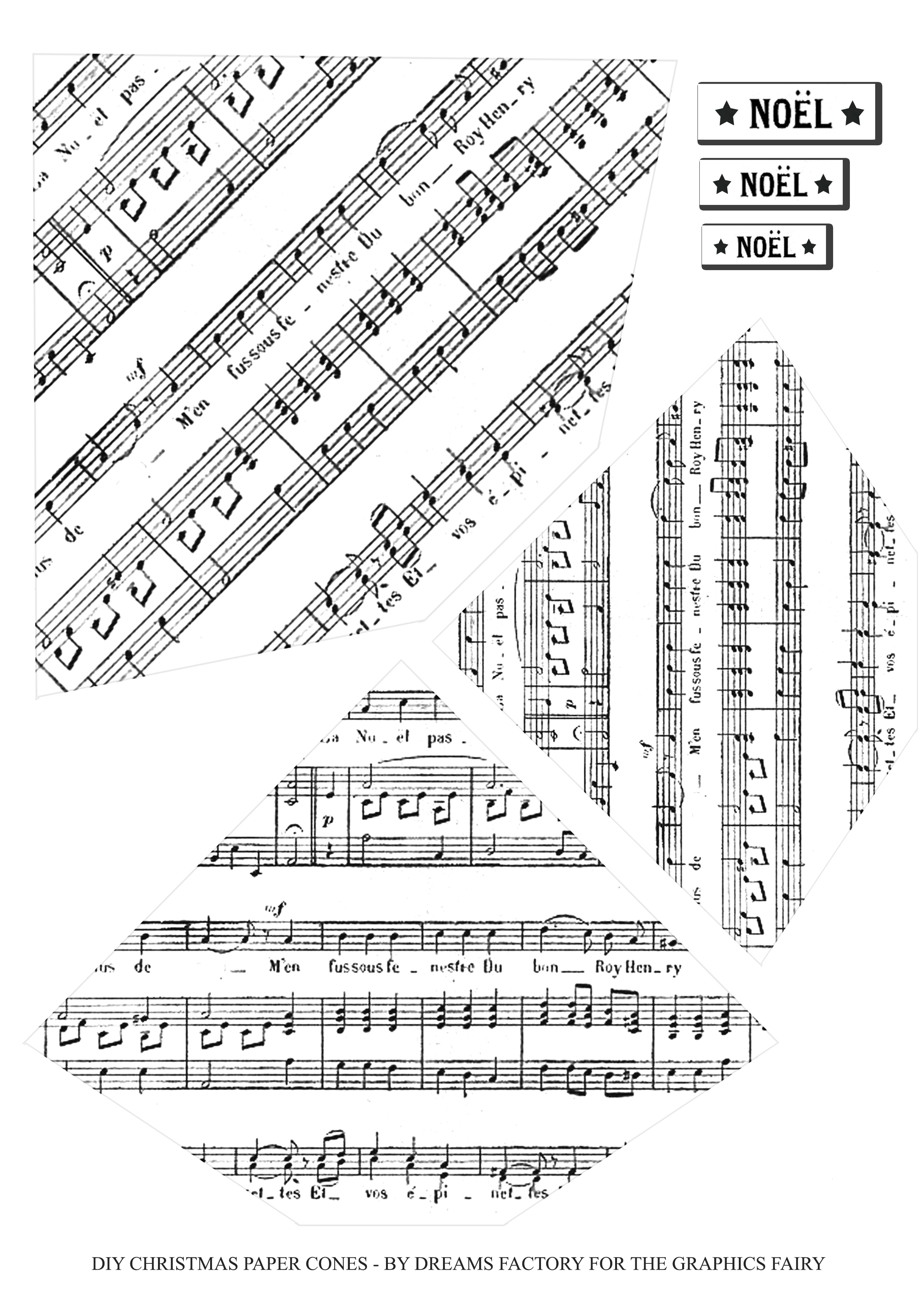 Printable Sheet Music Template for Paper Cones