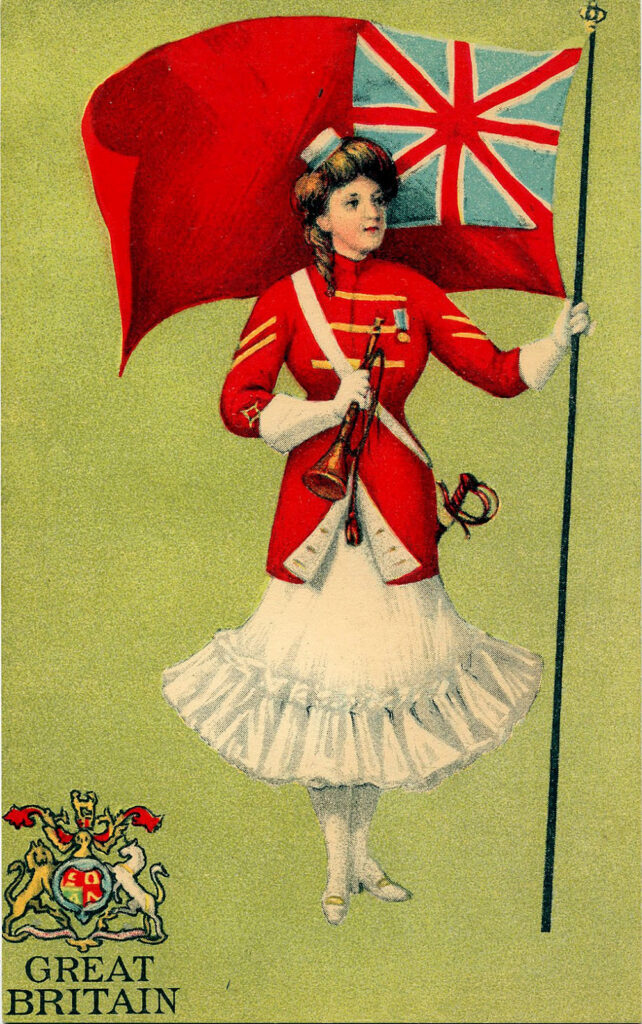 lady British flag vintage illustration