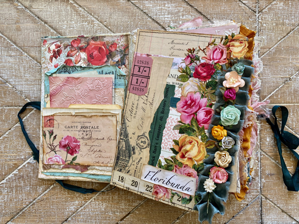 fussy cut roses journal page insert