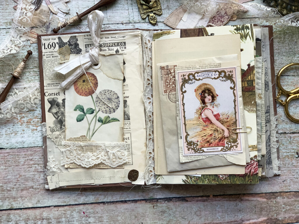 inside cover junk journal spread