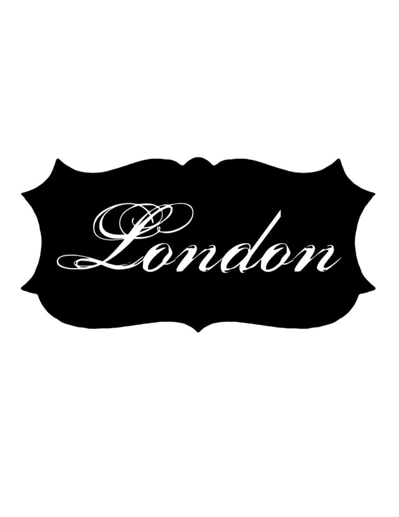 vintage London label script clipart