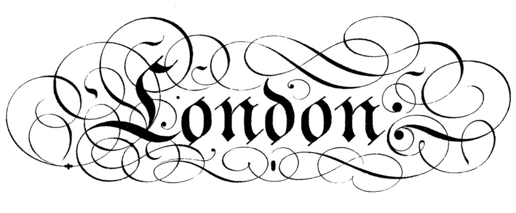 London Spencerian lettering illustration