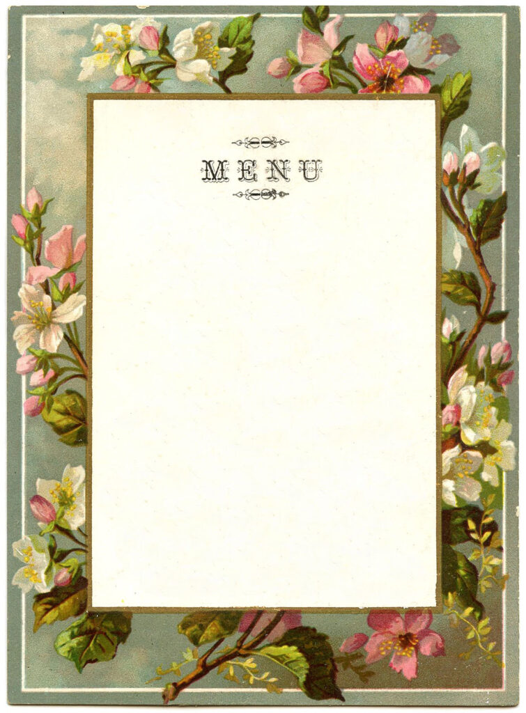 Blank Menu with Blossoms