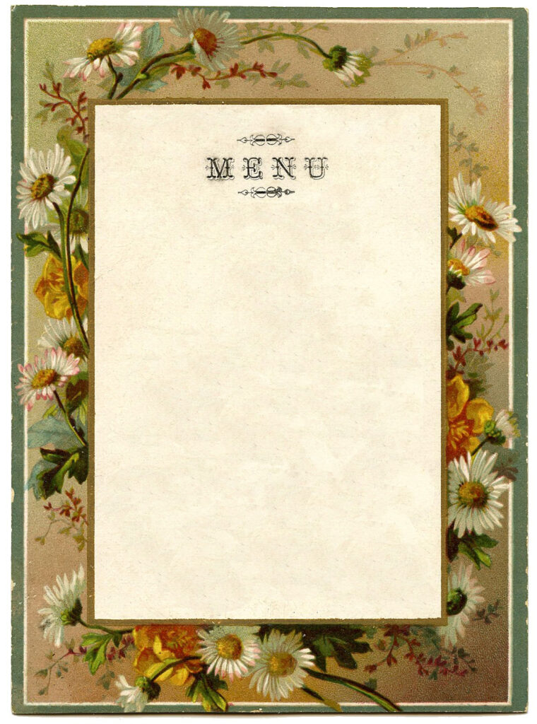 Blank Menu with Daisy Frame