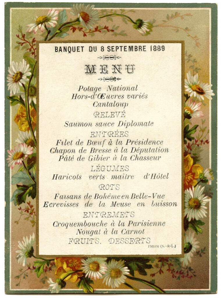 French Menu with Daisies