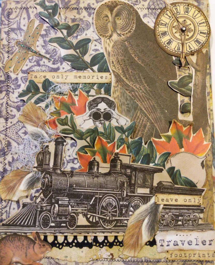 owl train bunny journal page