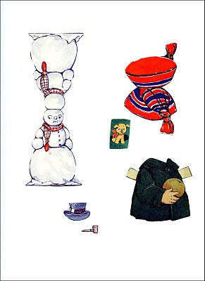 Vintage Paper Doll clothes snowman clipart