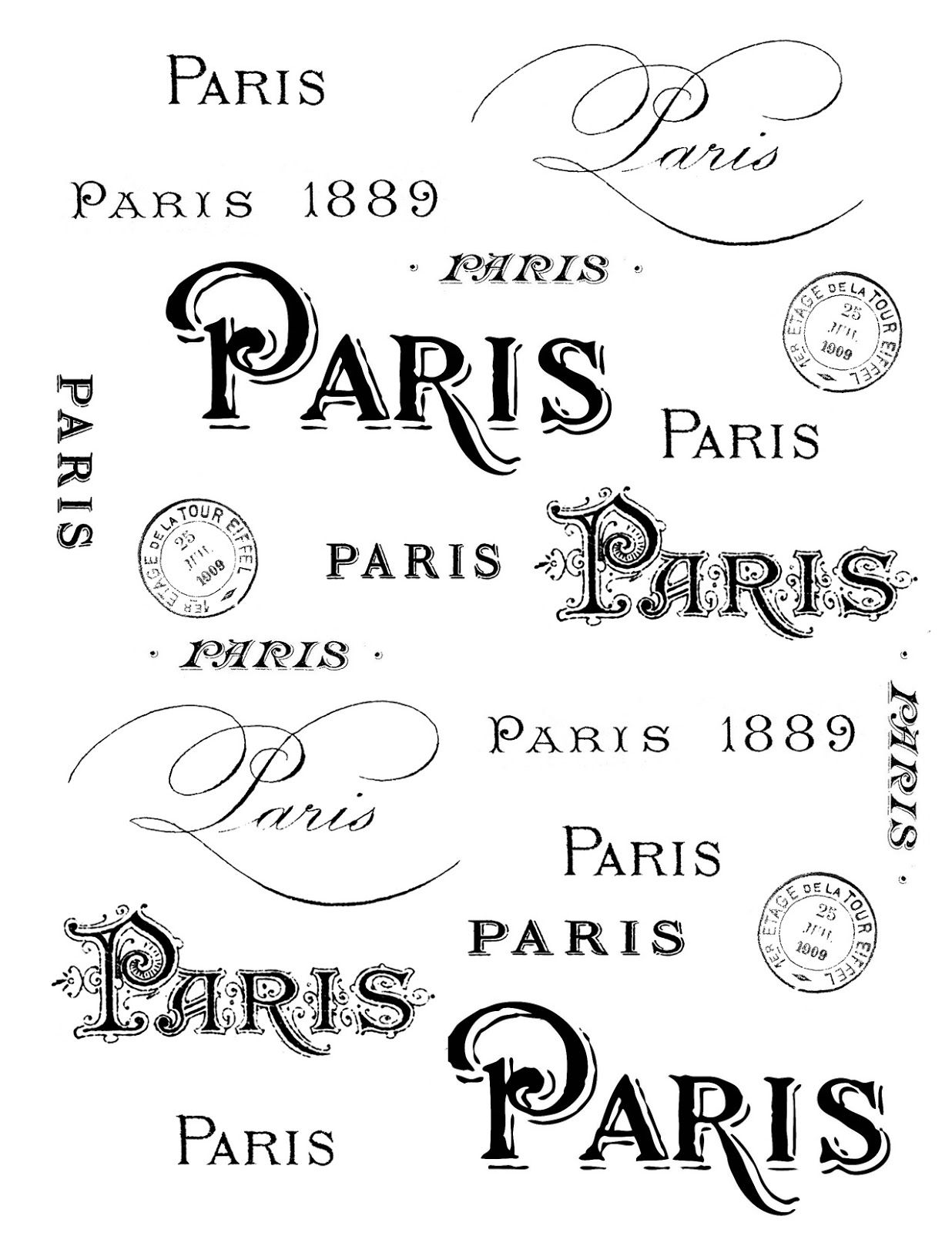 5 Wallpaper 12 Paris Typography Clipart   The Graphics Fairy
