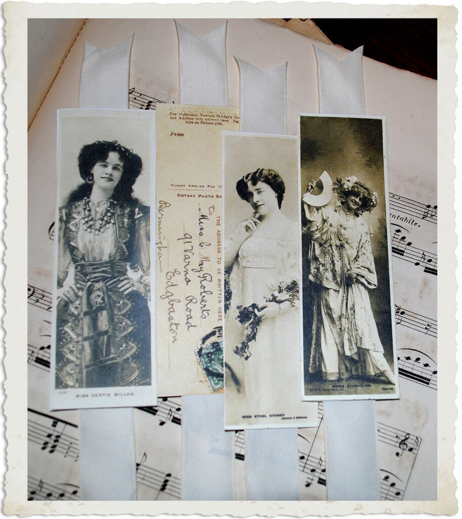 Photo of Finished Paper Bookmarks with Actresses