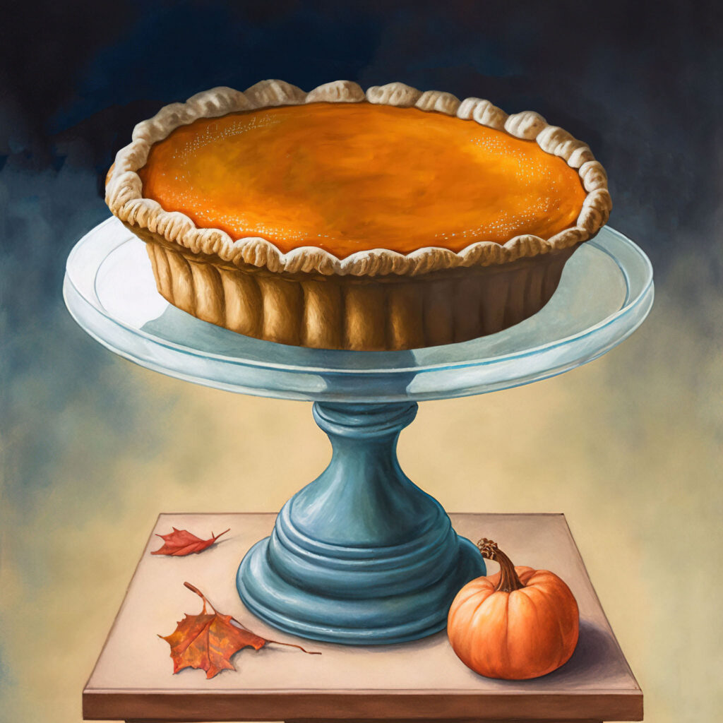 Clip Art Pumpkin Pie on Pedestal