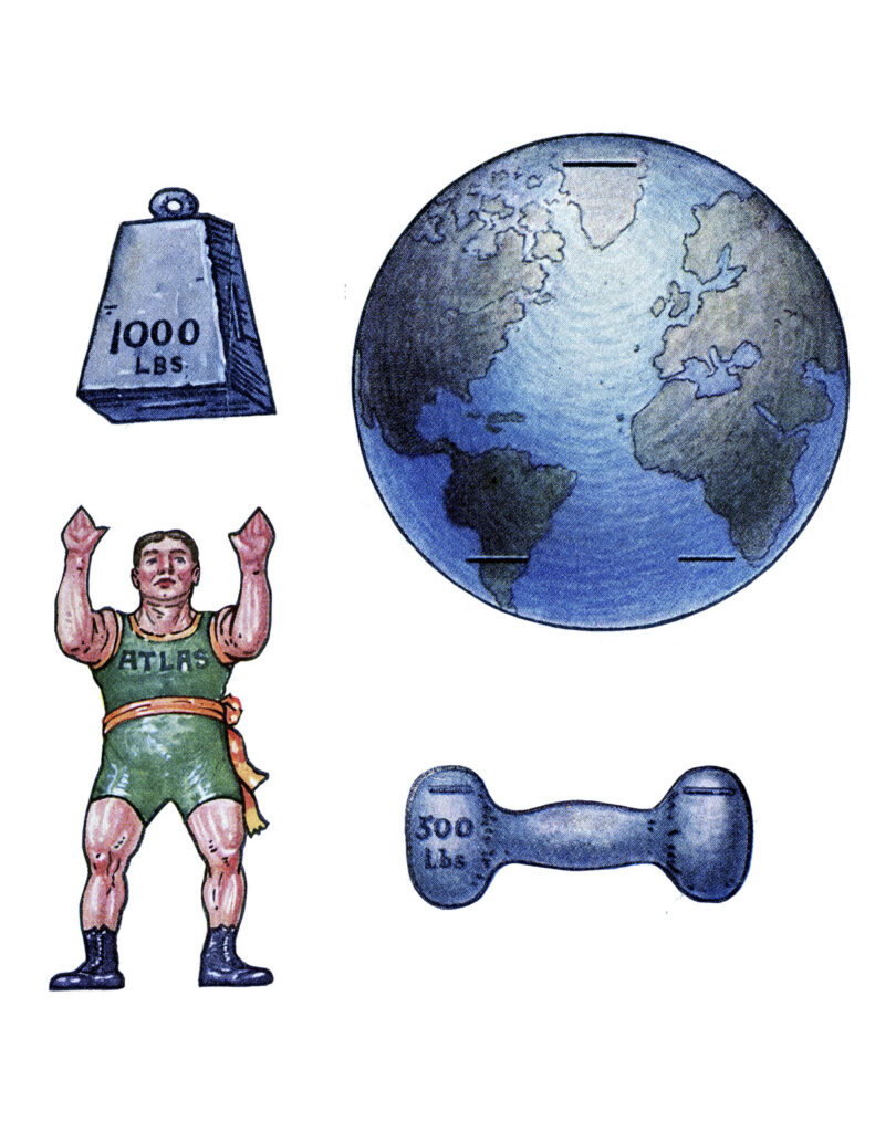 Vintage Strong man paper doll illustration