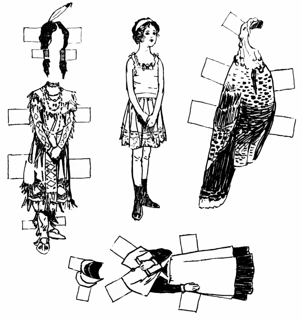 vintage Thanksgiving paper dolls clipart