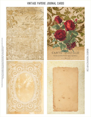 Digital Journal Cards with Roses
