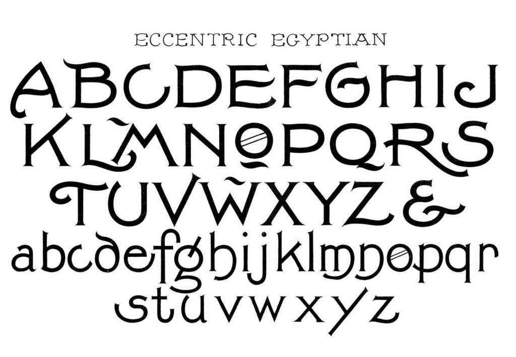 eccentric Egyptian typography font illustration