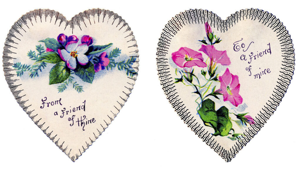 2 Hearts with Pink Flowers