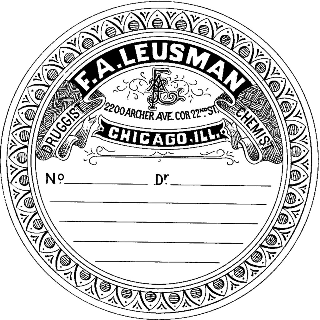 round black white antique apothecary label image