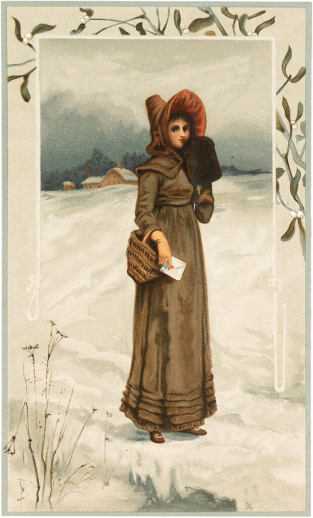lady winter dress muff letter hat image