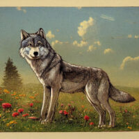 Wolf Clipart in Meadow