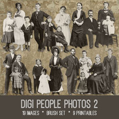 vintage digi people photos 2 ephemera bundle
