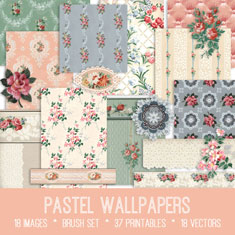 vintage pastel wallpapers ephemera bundle