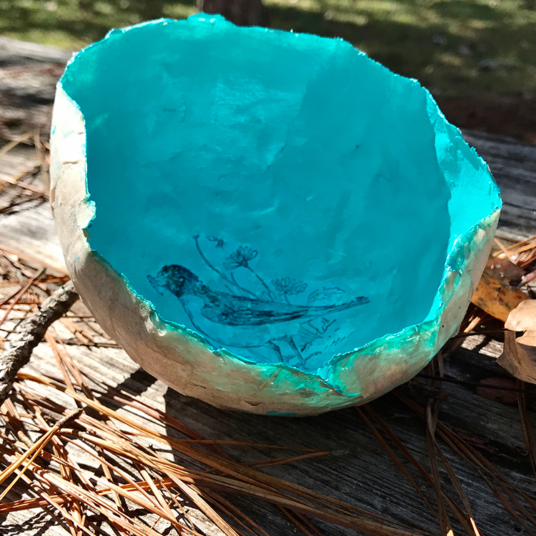 Edges of paper mache bowl not layered enough