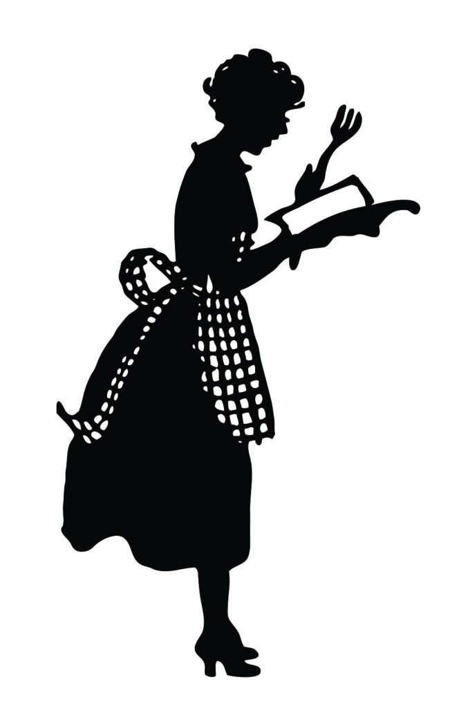 vintage lady apron cookbook fork silhouette image