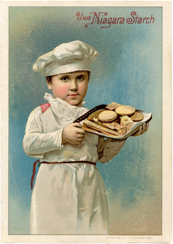 vintage chef child baker pastries image