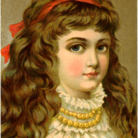 vintage Victorian girl red hair tie large eyes image