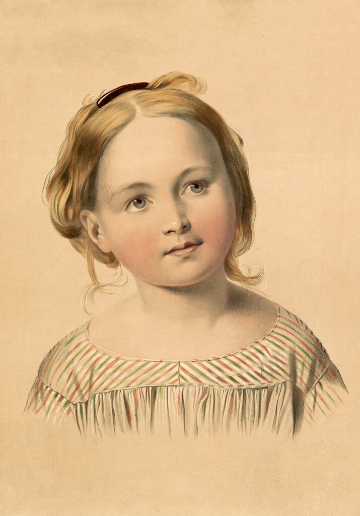 vintage blonde child hair ribbon image