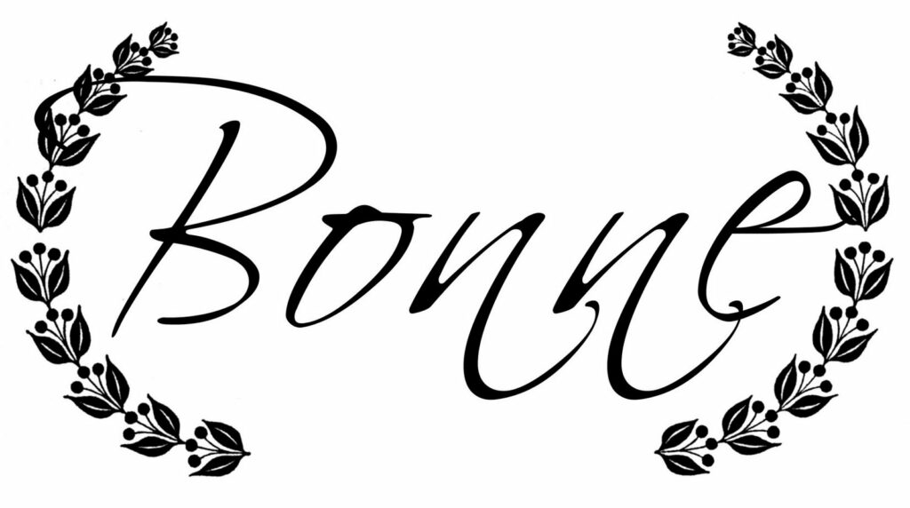 French word Bonne floral garland vintage image