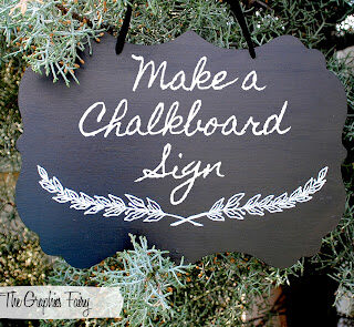 Make a chalkboard sign hanging on a tree